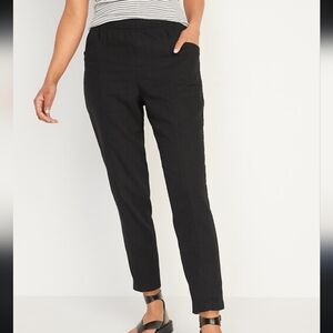 Old Navy High-Waisted Crop Linen-Blend Pants Tapered Black Sz: XS